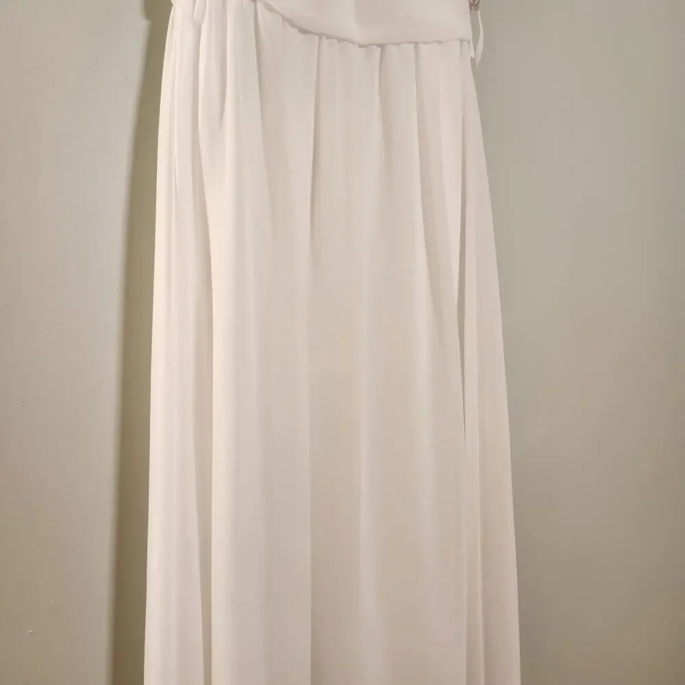 CHRISTINA WU NWT White Chiffon Halter Dress, Girls Size 10